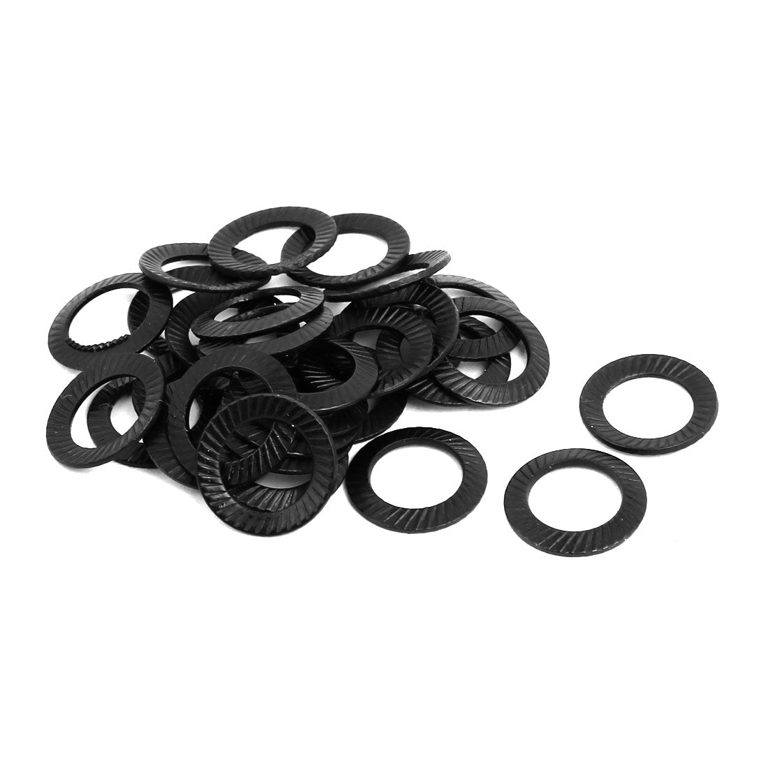 Harfington 8mm Inner Dia 1.2mm Thickness Carbon Steel Dual Serrated Conical Washer 30pcs