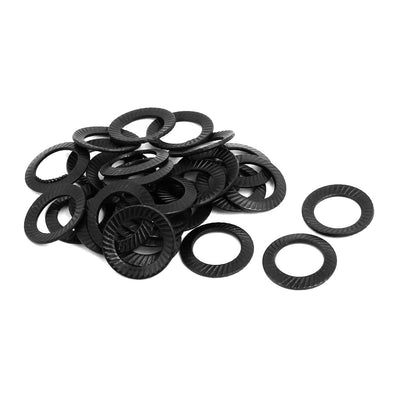 Harfington 8mm Inner Dia 1.2mm Thickness Carbon Steel Dual Serrated Conical Washer 30pcs