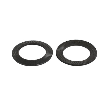 Harfington 14mm Inner Diameter Carbon Steel Dual Serrated Conical Washer Black 10pcs