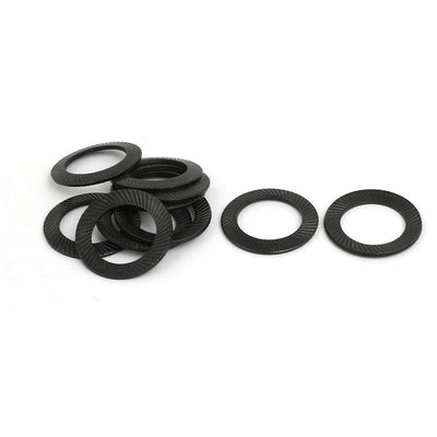 Harfington 14mm Inner Diameter Carbon Steel Dual Serrated Conical Washer Black 10pcs