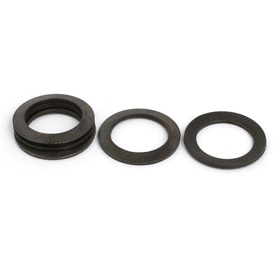 Harfington 22mm Inner Diameter Carbon Steel Dual Serrated Conical Washer Black 5pcs