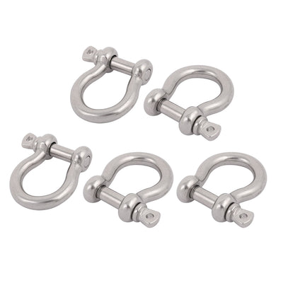 Harfington 5pcs M8 Thread 304 Stainless Steel Bow Shackle Rigging Wire Rope Fastener