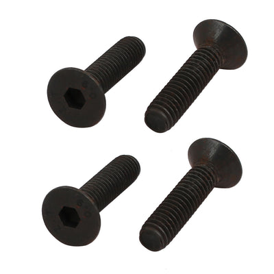 Harfington 4pcs M6x25mm Flat Countersunk Head Hex Socket Left Hand Thread Bolt DIN7991