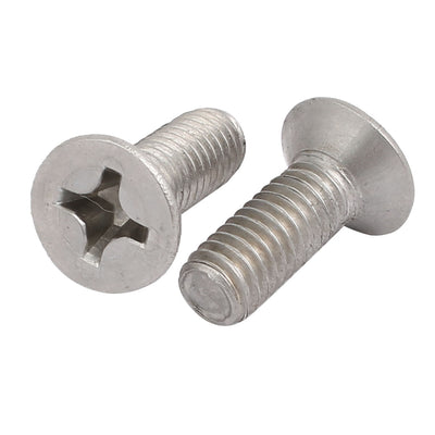 Harfington M6x16mm 304 Stainless Steel Flat Head Phillips Drive Left Hand Thread Bolt 2pcs