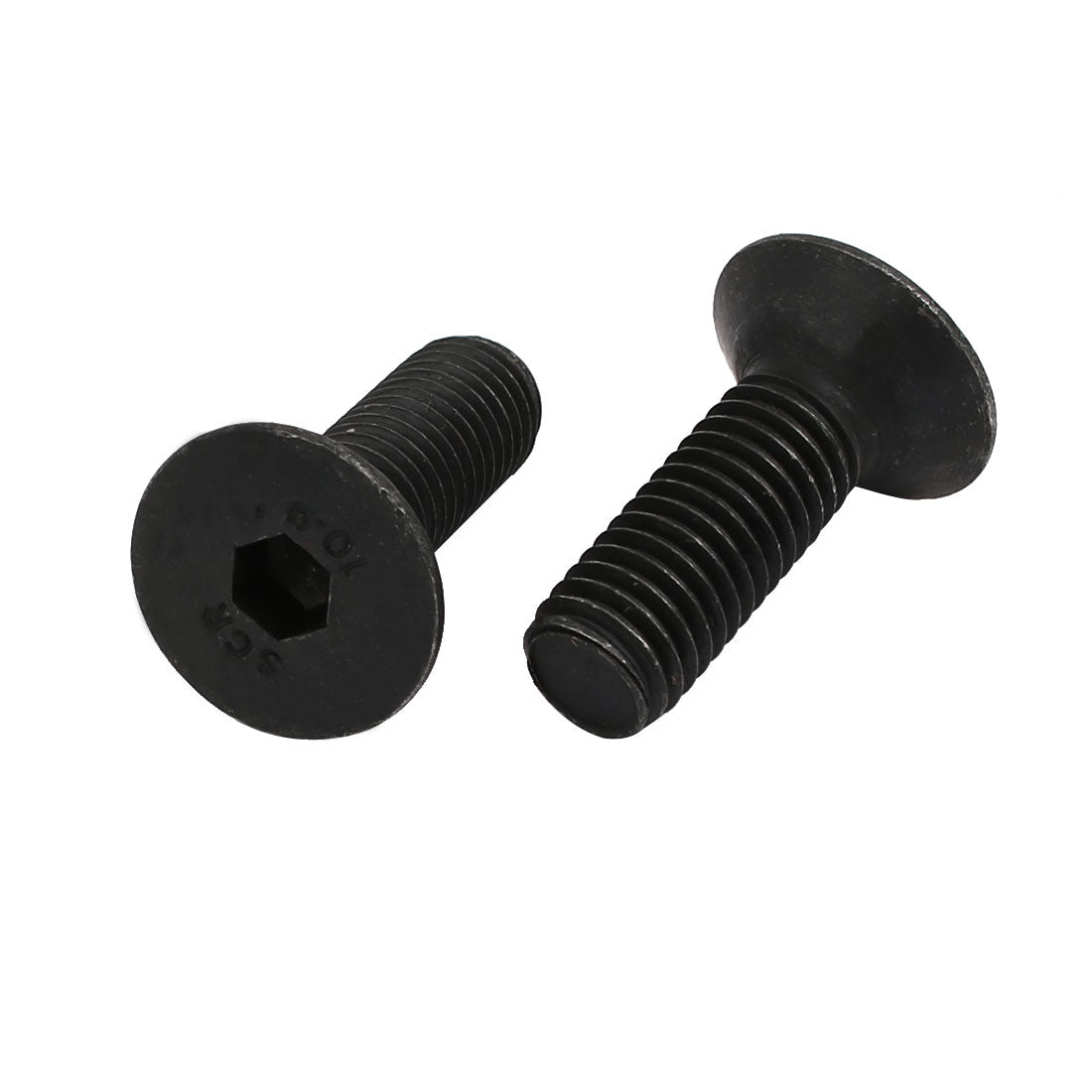 Harfington 2pcs M10x30mm 10.9 Grade Flat Countersunk Head Hex Socket Left Hand Thread Bolt