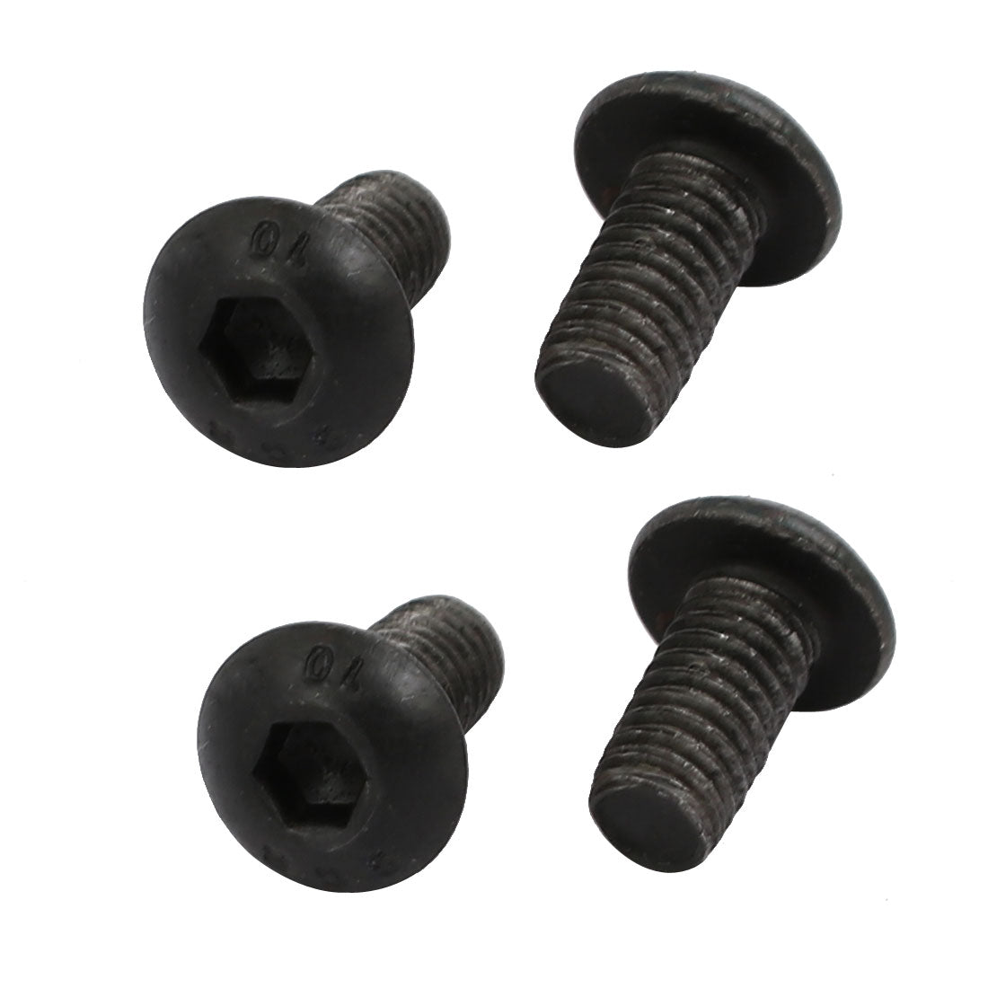 Harfington 4pcs M4x8mm 10.9 Grade Hex Socket Reverse Left Hand Thread Screw Bolt Black