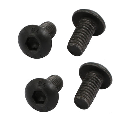 Harfington 4pcs M4x8mm 10.9 Grade Hex Socket Reverse Left Hand Thread Screw Bolt Black