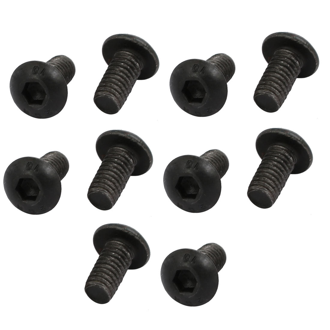 Harfington 10pcs M4x8mm 10.9 Grade Hex Socket Reverse Left Hand Thread Screw Bolt Black
