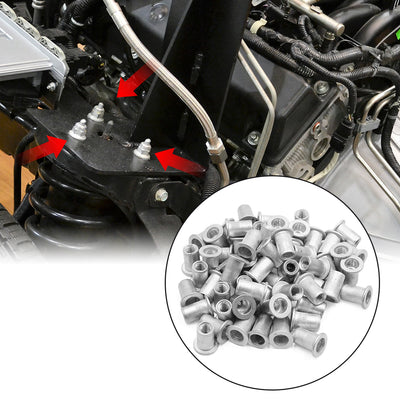 Harfington 60pcs M6 Silver Tone Flat Head Rivet Nut Insert  for Car Vehicle