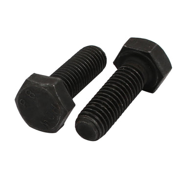 Harfington 8.8 Grade M8x25mm Full Threaded Left Hand Thread Hex Head Bolt 2pcs