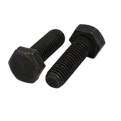 Harfington 8.8 Grade M8x25mm Full Threaded Left Hand Thread Hex Head Bolt 2pcs