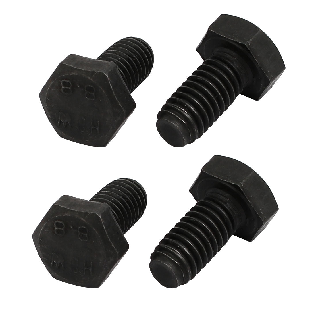 Harfington 8.8 Grade M6x12mm Full Threaded Left Hand Thread Hex Head Bolt 4pcs