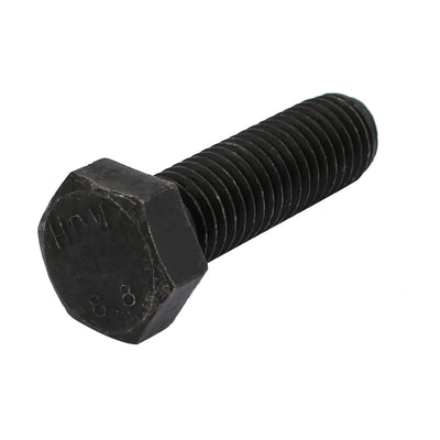 Harfington 8.8 Grade M12x40mm Fully Threaded Hex Head Left Hand Thread Bolt Black
