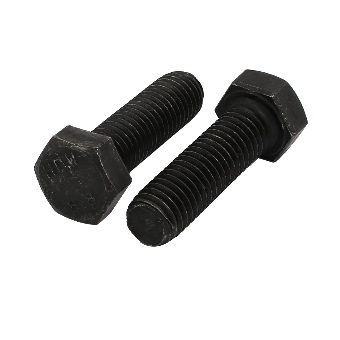 Harfington 8.8 Grade M12x40mm Full Threaded Left Hand Thread Hex Head Bolt Black 2pcs