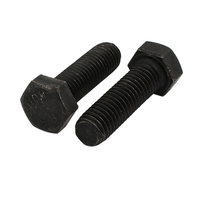 Harfington 8.8 Grade M12x40mm Full Threaded Left Hand Thread Hex Head Bolt Black 2pcs