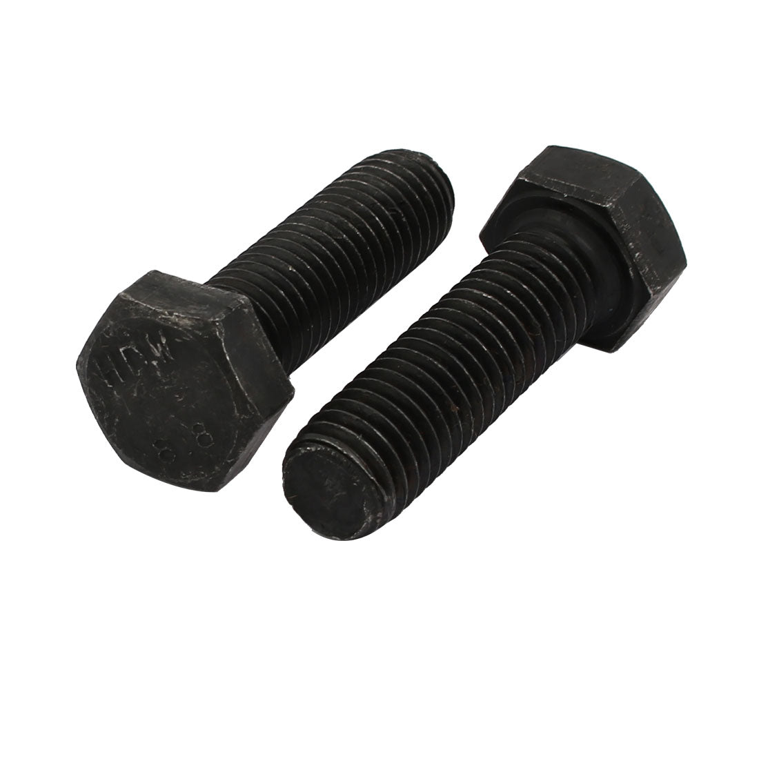 Harfington 8.8 Grade M12x40mm Full Threaded Left Hand Thread Hex Head Bolt Black 2pcs