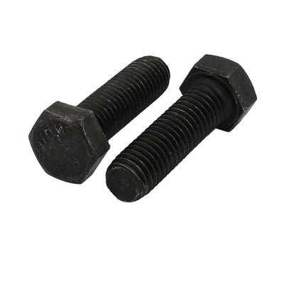 Harfington 8.8 Grade M12x40mm Full Threaded Left Hand Thread Hex Head Bolt Black 2pcs