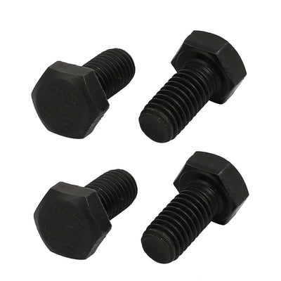 Harfington 8.8 Grade M5x10mm Full Threaded Left Hand Thread Hex Head Bolt Black 4pcs