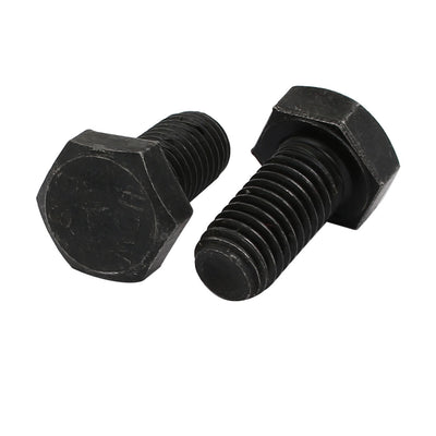 Harfington 8.8 Grade M10x20mm Full Threaded Left Hand Thread Hex Head Bolt Black 2pcs
