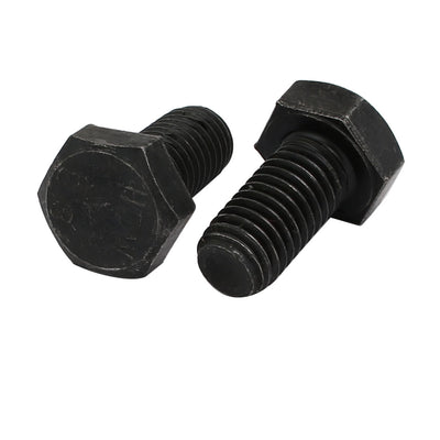 Harfington 8.8 Grade M10x20mm Full Threaded Left Hand Thread Hex Head Bolt Black 2pcs