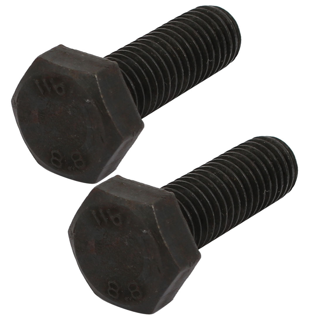 Harfington 8.8 Grade M10x30mm Full Threaded Left Hand Thread Hex Head Bolt Black 2pcs