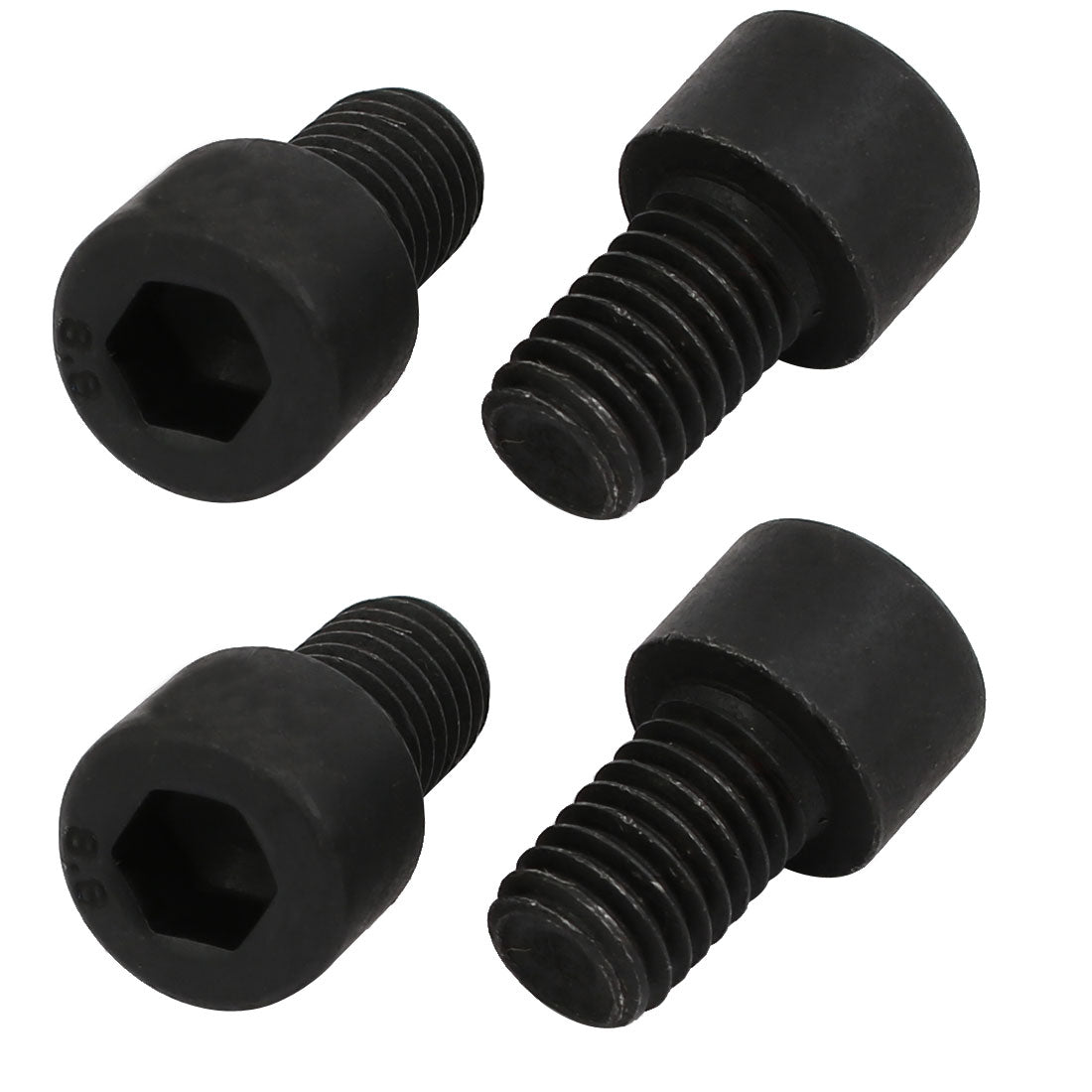 Harfington 8.8 Grade M8x12mm Fully Threaded Hex Socket Drive Left Hand Thread Bolt Black 4pcs