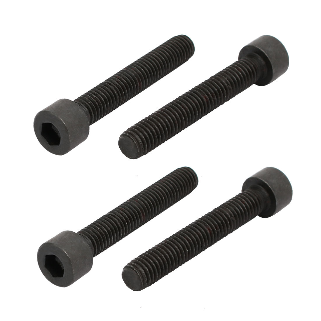 Harfington 8.8 Grade M8x50mm Fully Threaded Hex Socket Drive Left Hand Thread Bolt Black 4pcs