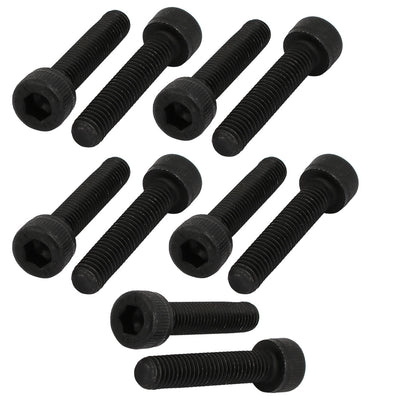 Harfington 10pcs M5x25mm 12.9 Grade Hex Socket Cap Left Hand Thread Screw Bolt Black