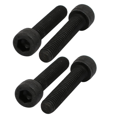 Harfington 4pcs M6x30mm 12.9 Grade Hex Socket Cap Left Hand Thread Screw Bolt Black