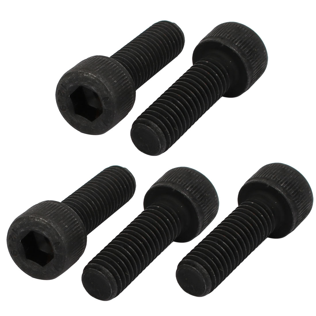 Harfington 5pcs M8x25mm Fully Thread 12.9 Grade Hex Socket Cap Left Hand Screw Bolt Black