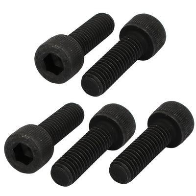 Harfington 5pcs M8x25mm Fully Thread 12.9 Grade Hex Socket Cap Left Hand Screw Bolt Black