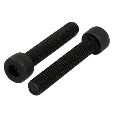 Harfington 5pcs M8x45mm Fully Thread 12.9 Grade Hex Socket Cap Left Hand Screw Bolt Black