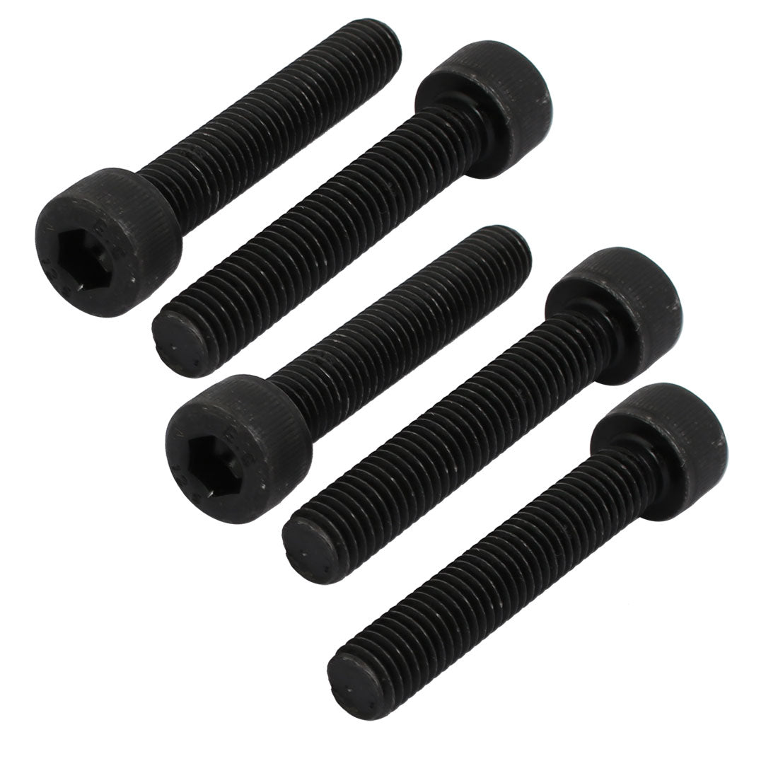 Harfington 5pcs M8x45mm Fully Thread 12.9 Grade Hex Socket Cap Left Hand Screw Bolt Black
