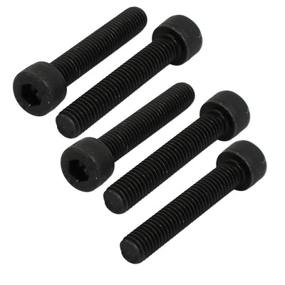 Harfington 5pcs M8x45mm Fully Thread 12.9 Grade Hex Socket Cap Left Hand Screw Bolt Black