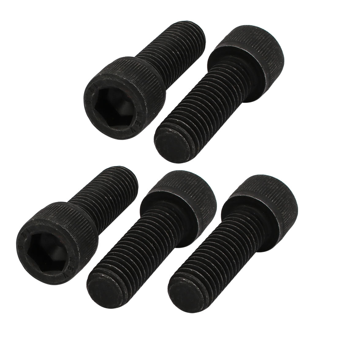 Harfington 5pcs M12x35mm 12.9 Grade Hex Socket Cap Left Hand Thread Screw Bolt Black