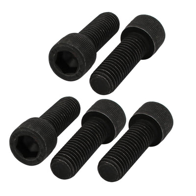 Harfington 5pcs M12x35mm 12.9 Grade Hex Socket Cap Left Hand Thread Screw Bolt Black