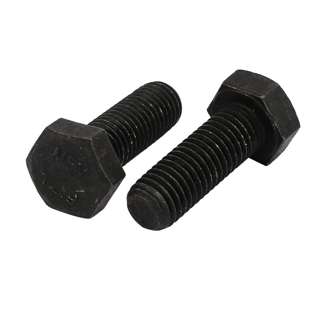 Harfington 2pcs M12x35mm Thread 12.9 Grade External Hex Head Left Hand Screw Bolt Black