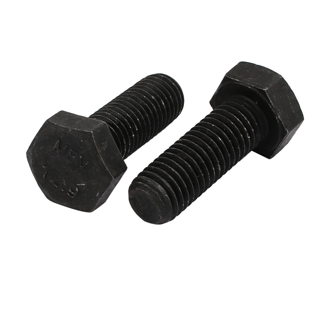 Harfington 2pcs M12x35mm Thread 12.9 Grade External Hex Head Left Hand Screw Bolt Black