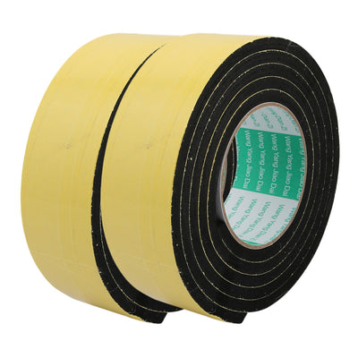 Harfington Thick Width Length Dual Side Shockproof EVA Sponge Tape, Yellow Black, Pack of 2