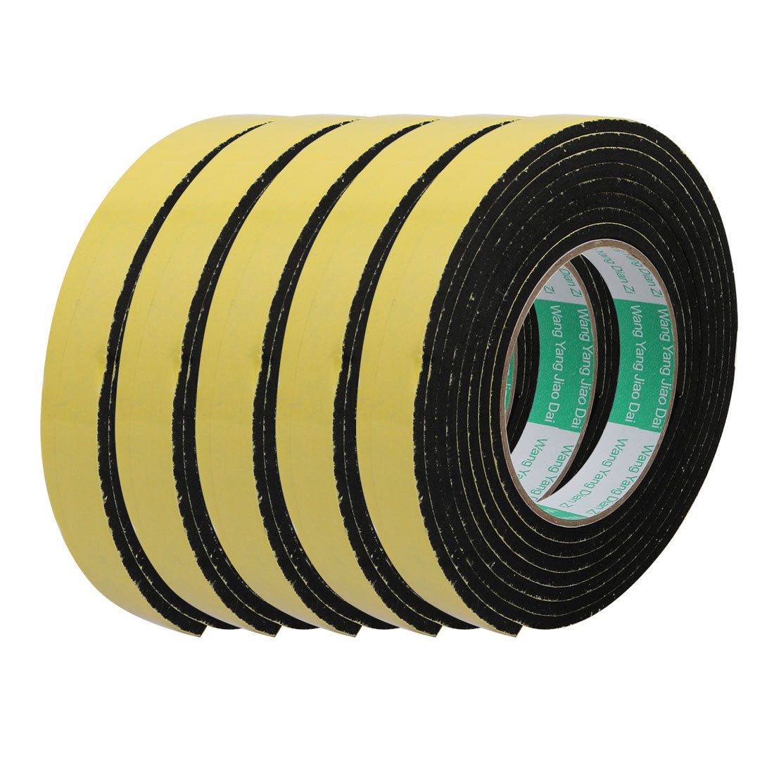 Harfington Thick Width Length Dual Side Shockproof EVA Sponge Tape, Yellow Black, Pack of 5