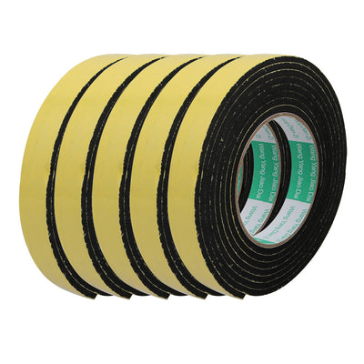 Harfington Thick Width Length Dual Side Shockproof EVA Sponge Tape, Yellow Black, Pack of 5