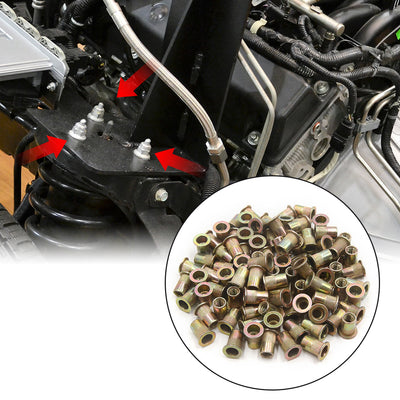 Harfington 100Pcs Zinc Plated Carbon Steel Car Rivet Nut Flat Head Threaded Insert  1/4-20