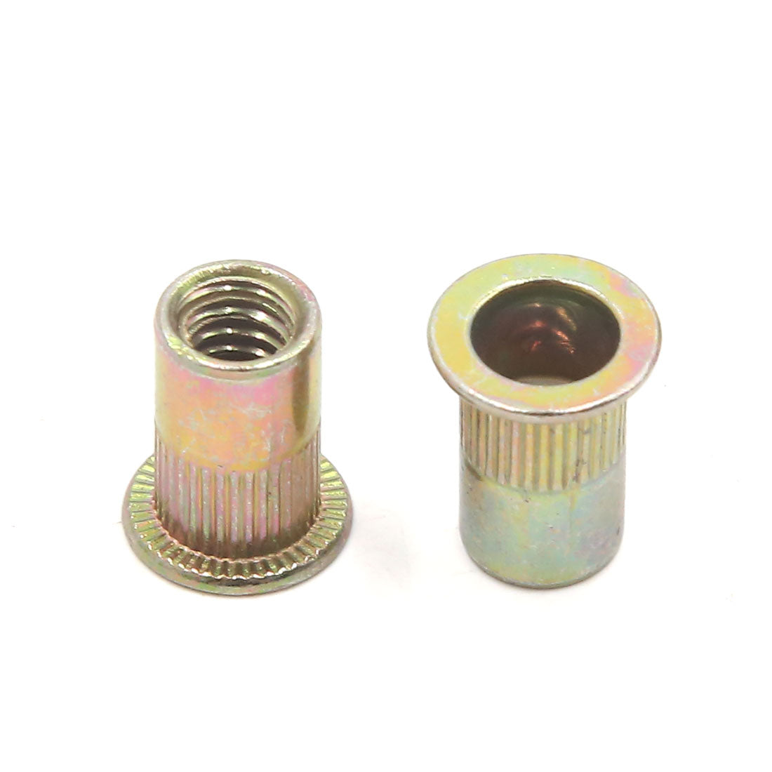 Harfington 100Pcs Zinc Plated Carbon Steel Car Rivet Nut Flat Head Threaded Insert  1/4-20