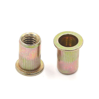Harfington 50Pcs Zinc Plated Carbon Steel Car Rivet Nut Flat Head Threaded Insert  5/16-18