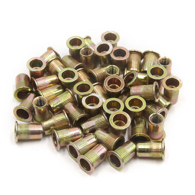 Harfington 50Pcs Zinc Plated Carbon Steel Car Rivet Nut Flat Head Threaded Insert  5/16-18