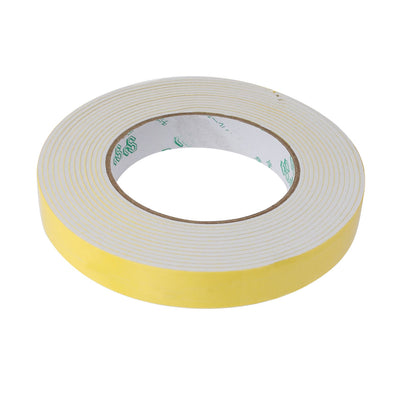 Harfington 15mm Width 2mm Thick Single Side Sealed Shockproof Sponge Tape White 5M Length