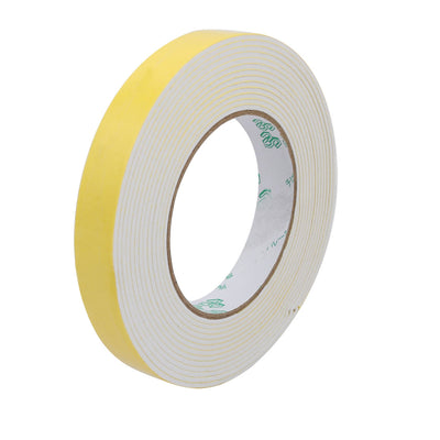 Harfington 15mm Width 2mm Thick Single Side Sealed Shockproof Sponge Tape White 5M Length