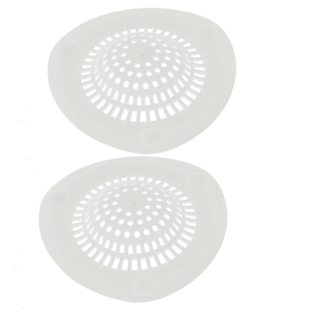 Harfington 145mm Diameter Silicone Drain Hair Catcher Strainer White 2pcs