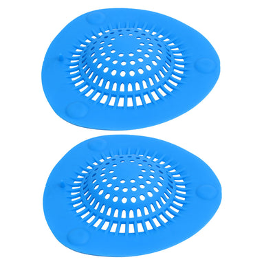 Harfington 145mm Diameter Silicone Drain Hair Catcher Strainer Blue 2pcs