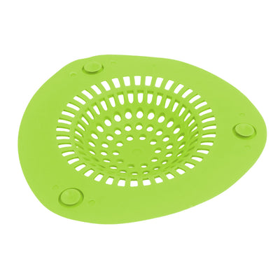 Harfington 145mm Diameter Silicone Drain Hair Catcher Strainer Green 2pcs